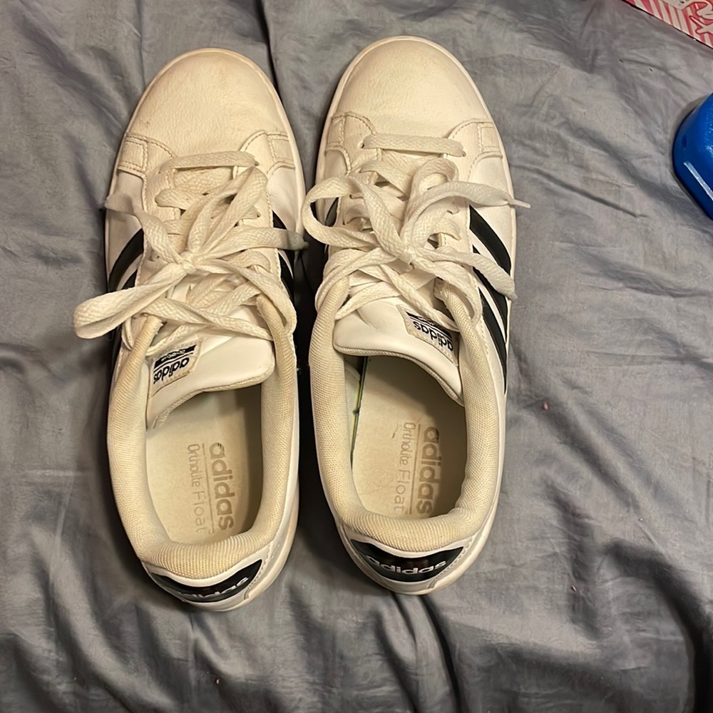 Adidas Black and White Stripped Sneakers Size 10